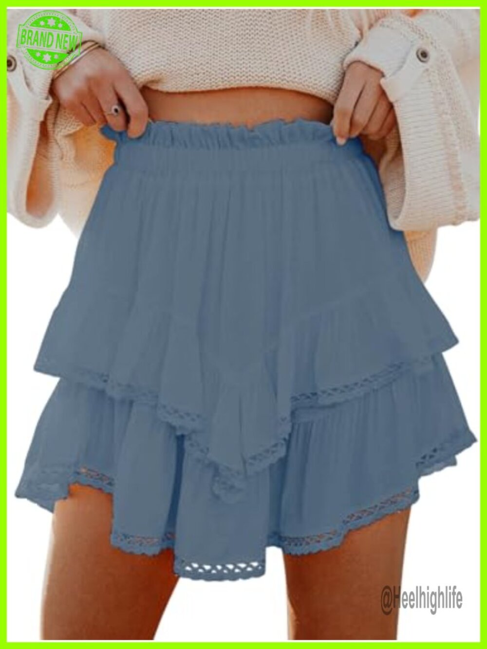 Flowy Ruffle Tiered Skort High Waist Mini Skirt Golf Tennis